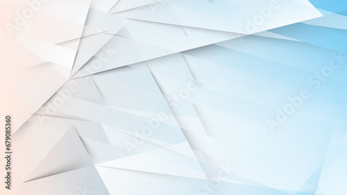 Abstract creative triangle with shadow and stripe on gradient light blue and beige background illustration.