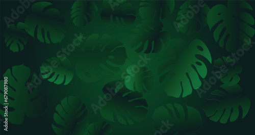 Tropical leaves background. Monstera leaves. Vector illustration.