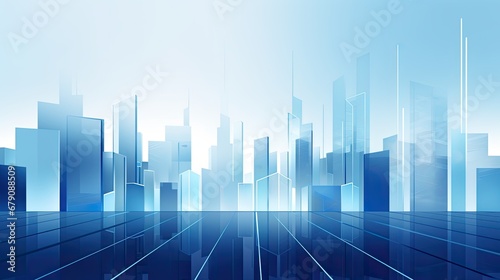 Abstract blue background with skyscrapers in the city. 3d rendering  ai generative