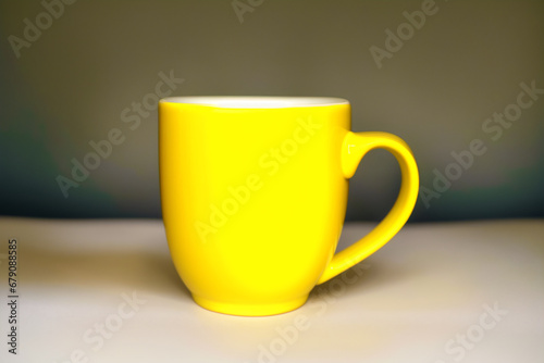 Yellow cup. Sunny Delight. The Vibrant Yellow Mug. Generative AI