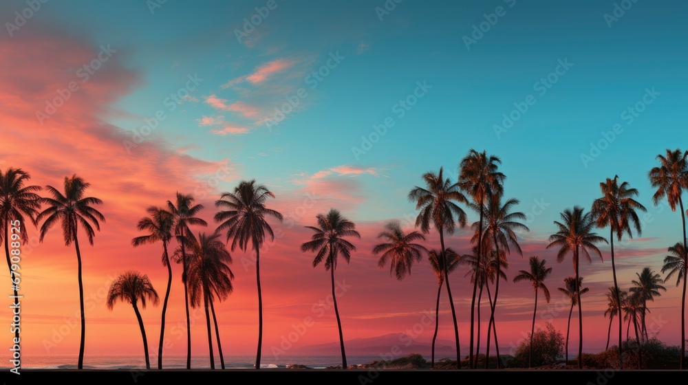 Copy Space Silhouette Tropical Palm Tree, HD, Background Wallpaper, Desktop Wallpaper