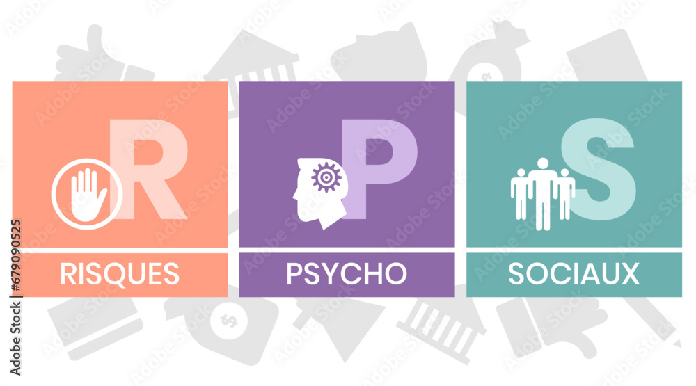 RPS, Risques Psycho Sociaux. Concept with keyword and icons. Flat ...
