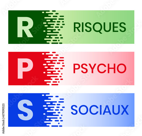 RPS, Risques Psycho Sociaux. Concept with keyword and icons. Flat vector illustration. Isolated on white