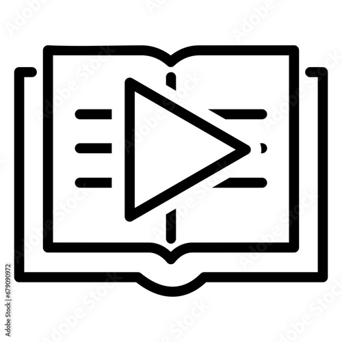 Open book and video play symbol. Editable Pixel perfect stroke line vector icon set. Education and science icons. School, student, homework and education concept.