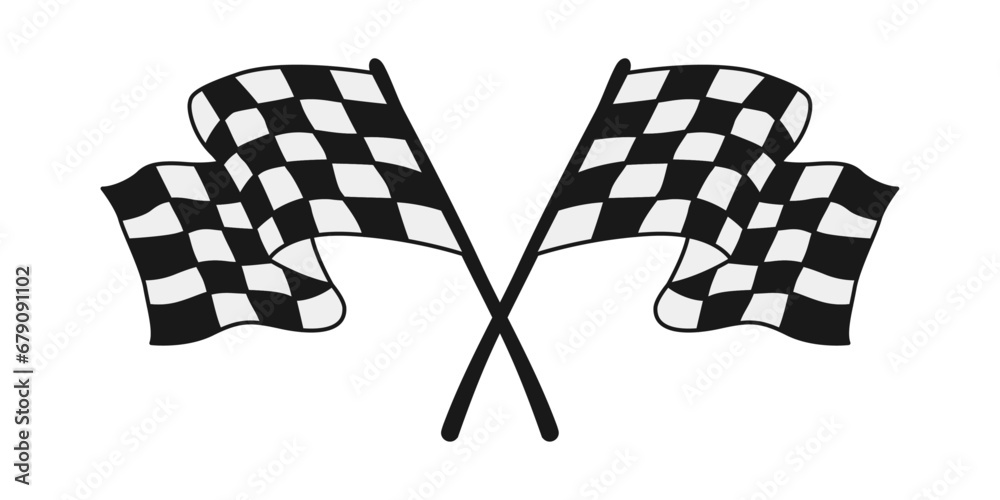 Obraz premium Formula 1 championship, isolated flags. Checkered simple isolated flags. Two crossed racing flags. Vector.