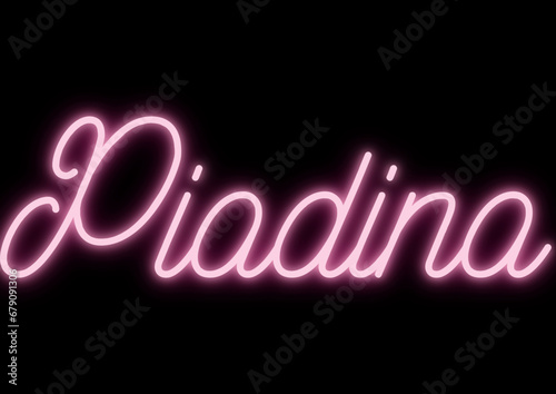 Piadina - neon tubular writing - pink color - black background changeable to other colors or transparent - ideal for menus, photos, boxes, advertising, presentations