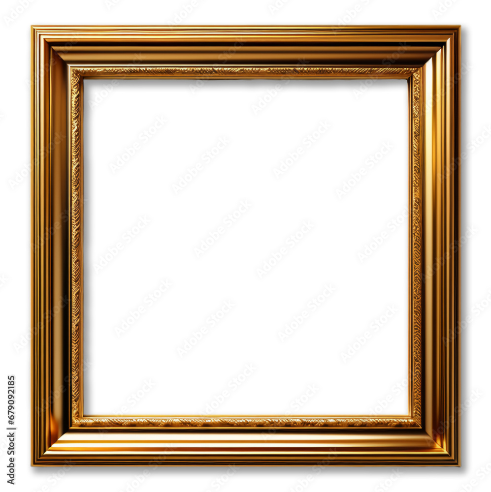 Antique gold frame decoration square shape with elegant carved decoration, isolated on transparent background, generative ai Antique gold frame decoration square shape with elegant carved decoration, isolated on transparent background, generative ai
