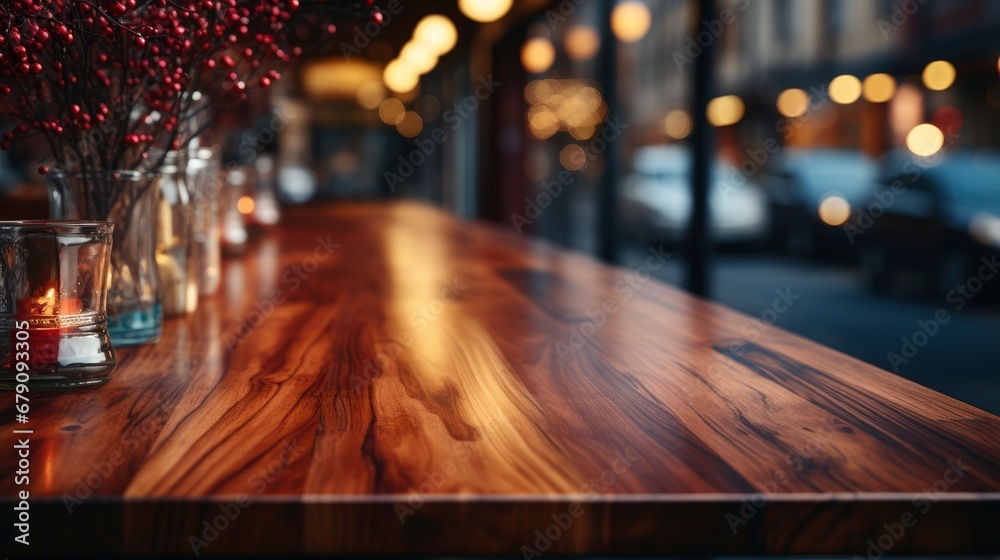 Empty Wood Table Top On Blur, HD, Background Wallpaper, Desktop Wallpaper
