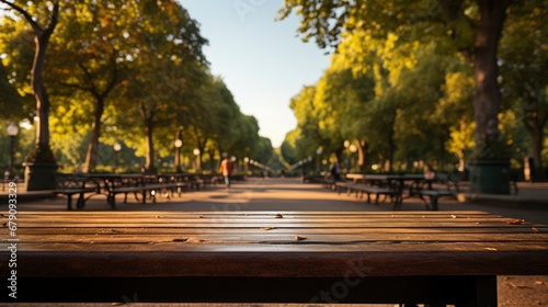 Empty Wooden Table Blurred City Park, HD, Background Wallpaper, Desktop Wallpaper © Moon Art Pic