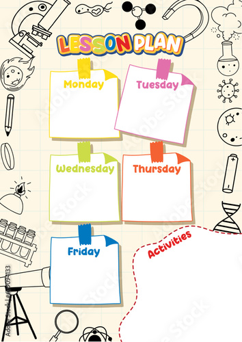 Weekly Lesson Plan Template for Monday to Friday