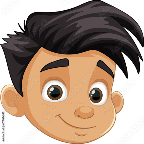 Smiling Handsome Boy with Black Hair and Brown Eyes