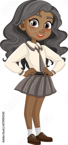 Smiling African Teen Girl in School Uniform