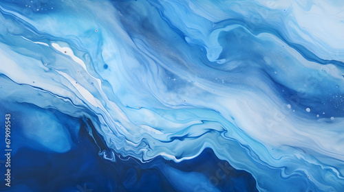 watercolor paint background by gradient deep blue color marble texture. Generative AI.