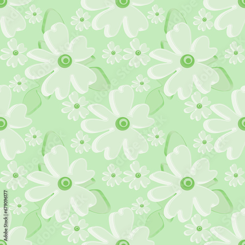 Decorative flower. Chamomile. image on a white and colored background. Seamless pattern.