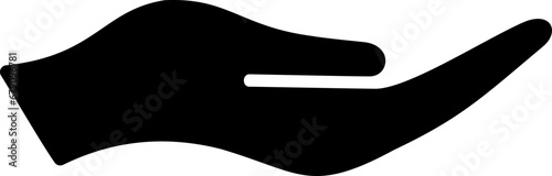 Flat hand palm icon as care or support concept