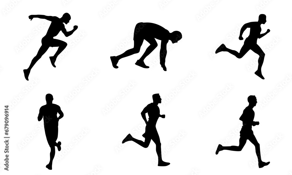 running man and sprint ,olympic sport silhouettes set