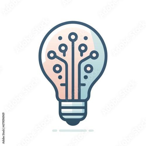Computer solutions filled gradient logo. Innovation business value. Light bulb with circuit element icon. Design element. Created with artificial intelligence. Ai art for corporate branding