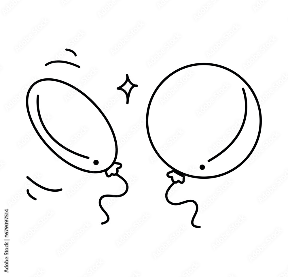 Element of circus set in black line style. This mesmerizing black and white illustration highlighted by vibrant balloons, adds a sense of celebration and joy to the design. Vector illustration. Element of circus set in black line style. This mesmerizing black and white illustration highlighted by vibrant balloons, adds a sense of celebration and joy to the design. Vector illustration.