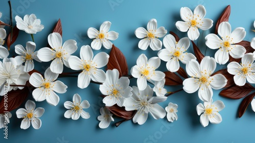 Beautiful Spring Flowers On Pastel Blue, HD, Background Wallpaper, Desktop Wallpaper