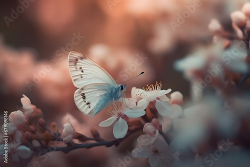 Beautiful light butterfly on a flower. 