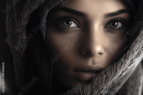 portrait of a naturally beautiful woman wearing hijab