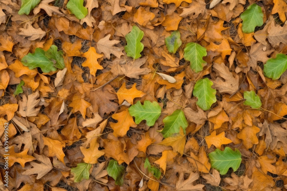 crisp, curled oak leaves in a field crisp, curled oak leaves in a field