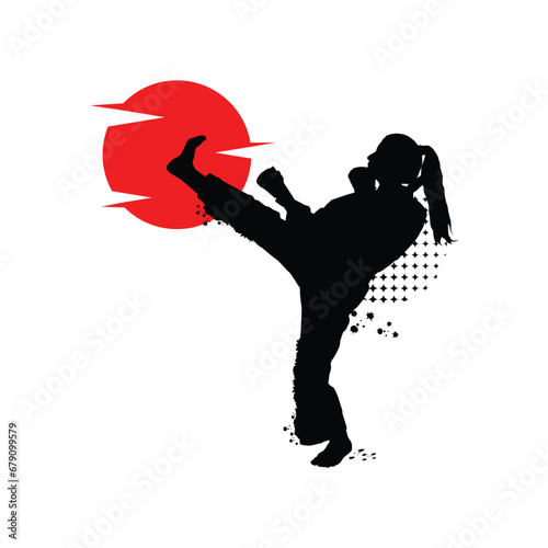 Silhouette martial art poster design isolated