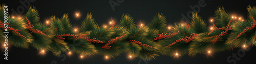 christmas fur-tree branch border for postcards