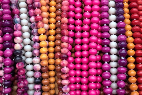 closeups of wooden bead surface on garlands