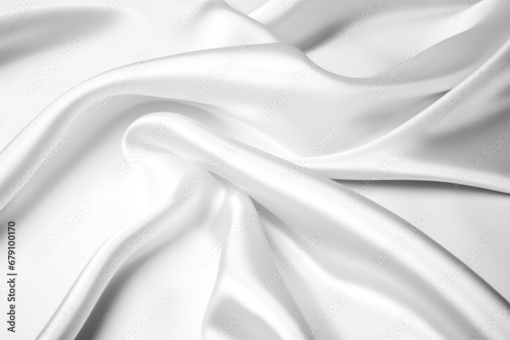 close-up on a roll of white satin fabric at the studio