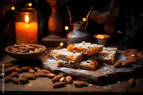 Baking Apricot almond bar, christmas season