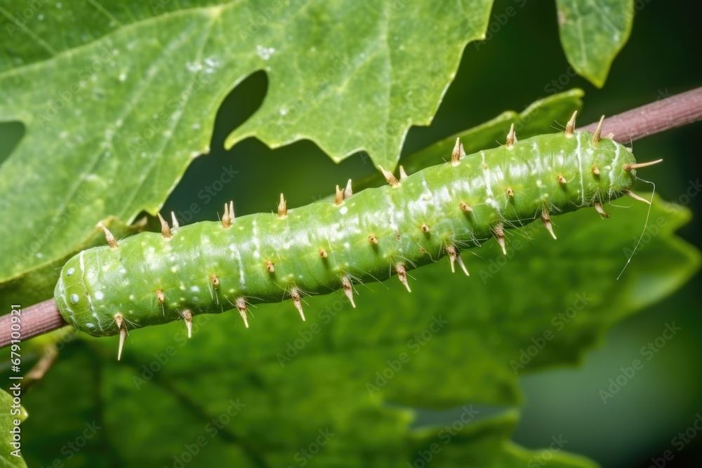 Fototapeta premium caterpillar resembling bird droppings on a leaf