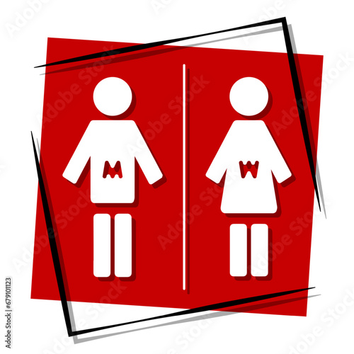 wc toilet red banner in frame. Vector illustration.