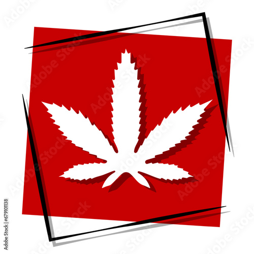 ganja red banner in frame. Vector illustration.