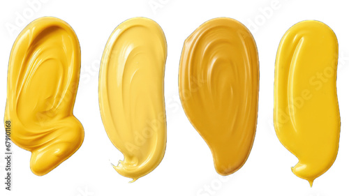 Collection of PNG. Dijon mustard smears isolated on a transparent background.