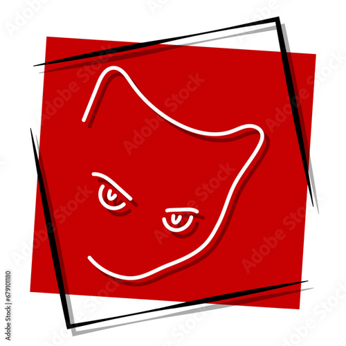 kitty red banner in frame. Vector illustration.