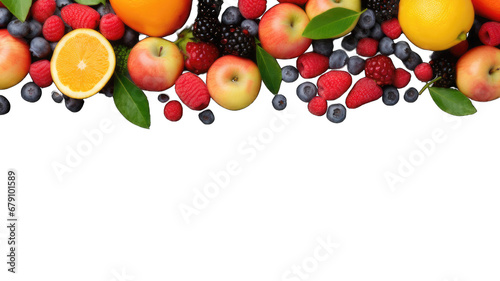 Collection of PNG. Mixed fruits overhead view isolated on a transparent background. © morepiixel