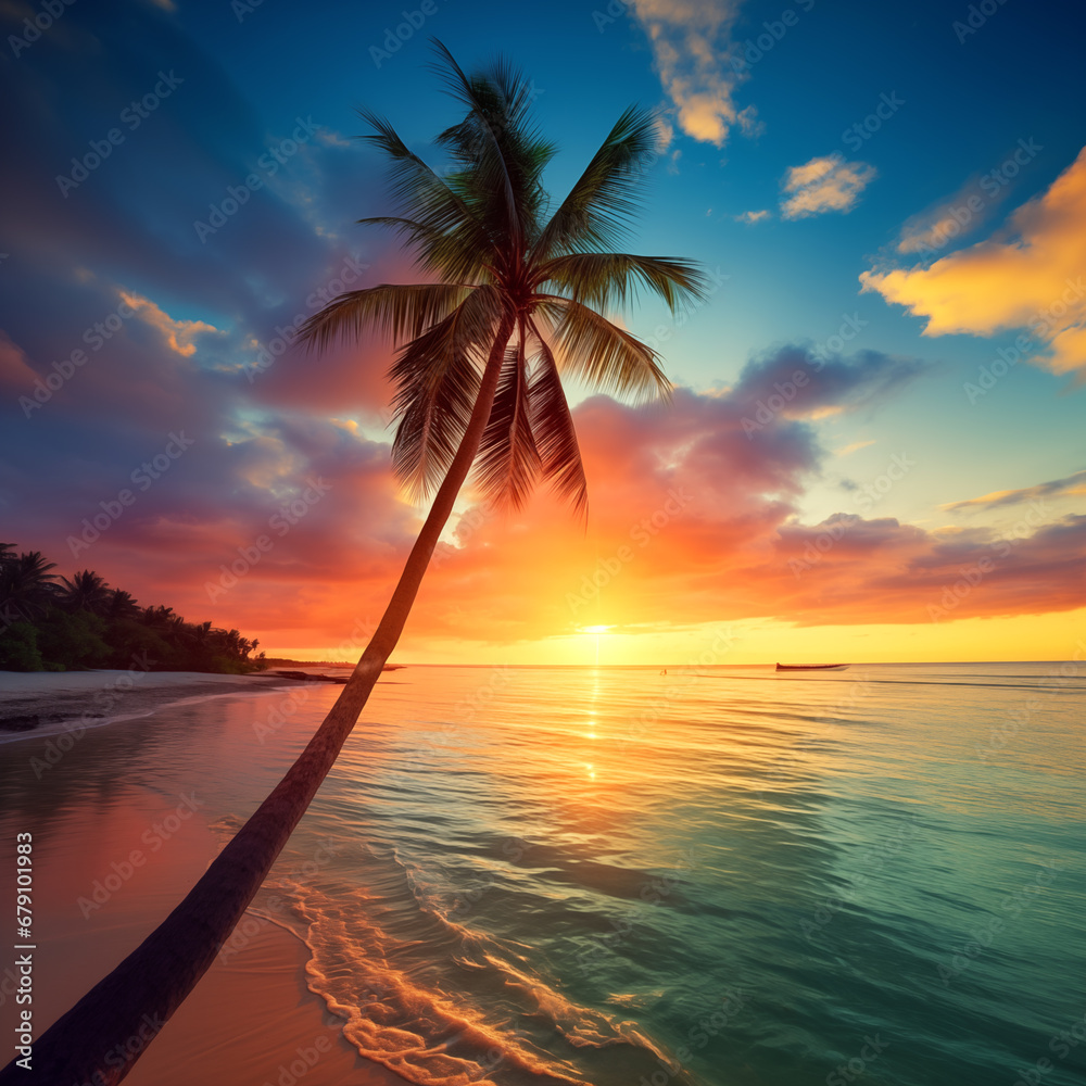 Palme am tropischen Strand 