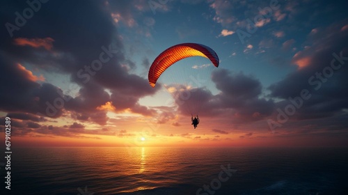 paragliding in the sunset photo