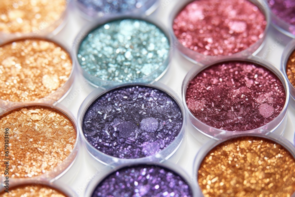 a palette of pressed glitter eyeshadows a palette of pressed glitter eyeshadows