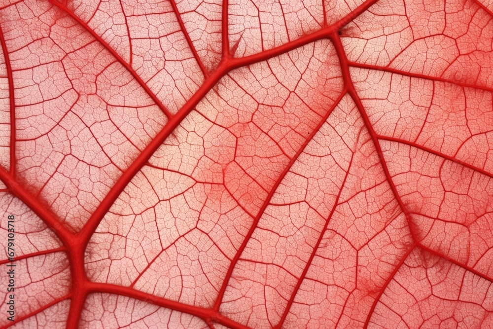 Fototapeta premium texture of red maple leaf veins under sunlight