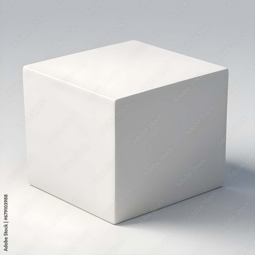 White 3d cube, box on white background