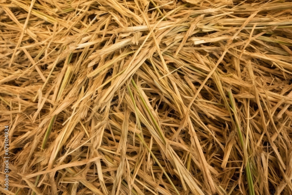 macro shot of hay strands in a bale