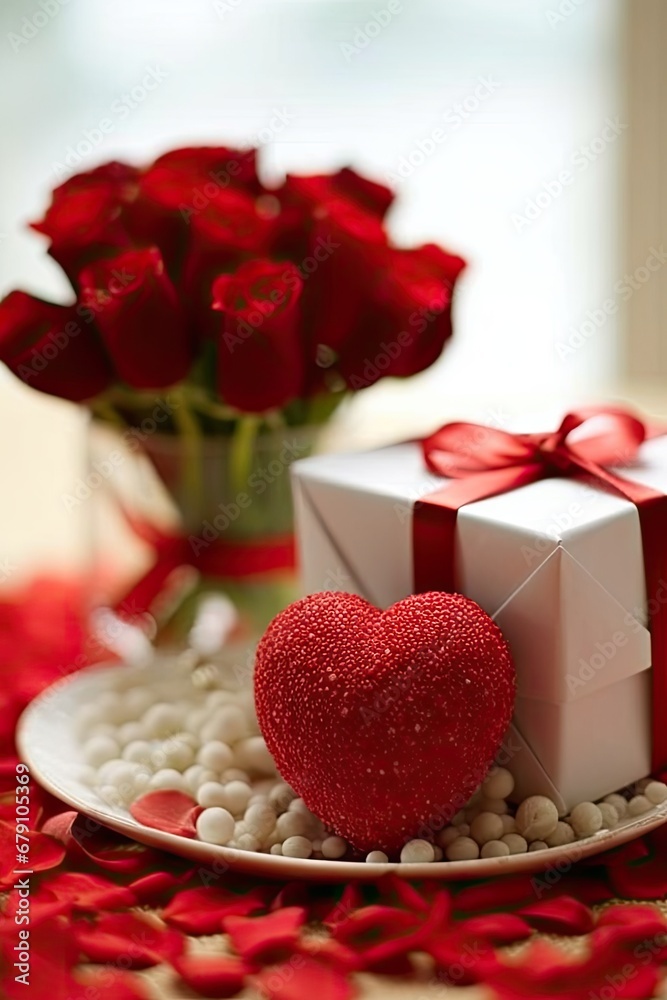 Affectionate Red Ribbon Tied Bow on Valentine's Day Gift Box Affectionate Red Ribbon Tied Bow on Valentine's Day Gift Box