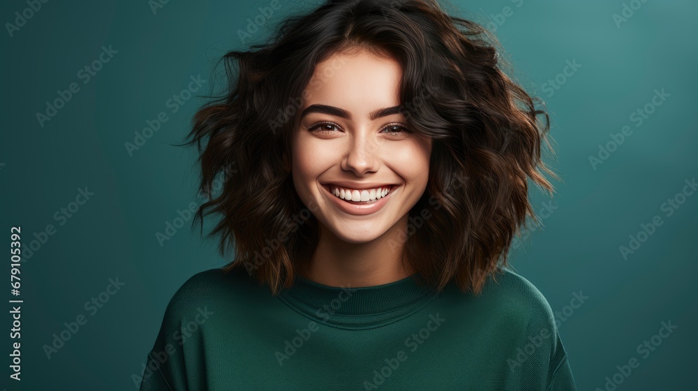 Obraz premium Attractive Happy Young Woman White, HD, Background Wallpaper, Desktop Wallpaper