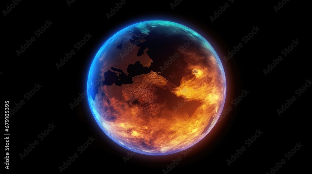 Planet earth from the space at night. 3d render