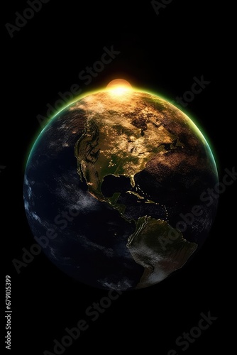 Planet earth from the space at night. 3d render