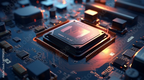 Obraz na płótnie Delving into CPU manufacturing processes for efficiency and power consumption.