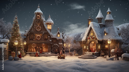 Christmas concept village from the land of fairy tales