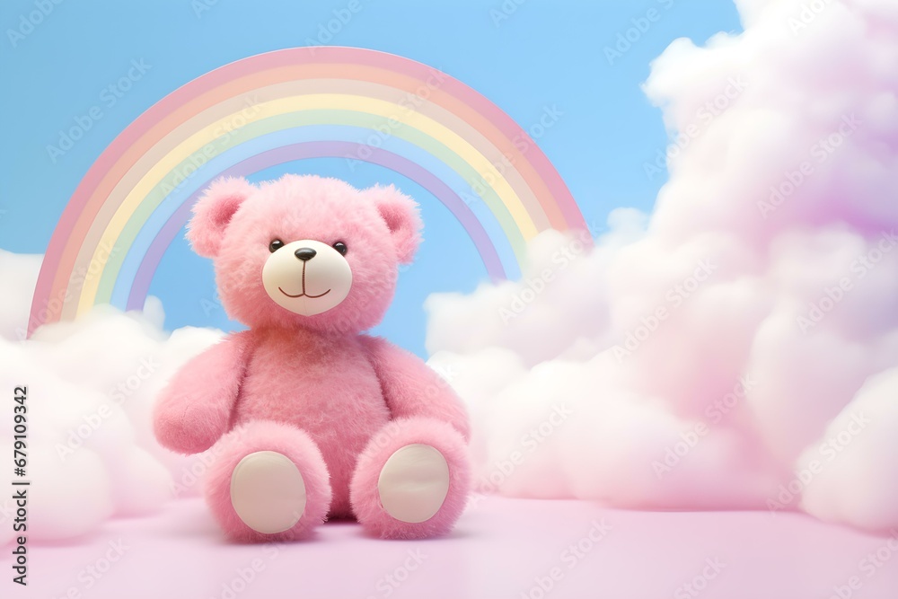 Pink Teddy's Paradise: Fluffy Clouds and Rainbow Dreams Pink Teddy's Paradise: Fluffy Clouds and Rainbow Dreams
